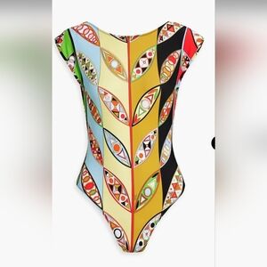 Emilio Pucci Multicolor Leaf Pattern One Piece